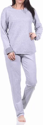 Produktbild von Damen Wende Pyjama langarm Schlafanzug - 222 201 10 691 ; grau , 36