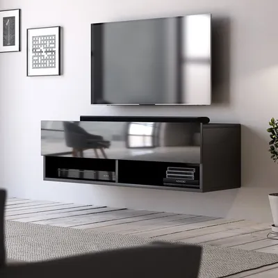 Immagine prodotto di parete TV "Derby" con ripiani per TV, colore nero, 100 x 32,5 x 31,5 cm