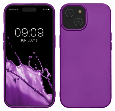 Produktbild von kwmobile Handyhülle für Apple iPhone 15 Hülle - Silikon Case metallisch schimmernd - Schutzhülle Cover - Metallic Violett