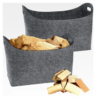 Produktbild von 2 Stück Filztaschen für Kaminholz 55 x 30 x 40 cm faltbar in Hellgrau