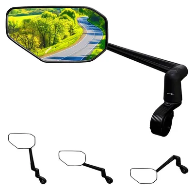 Image de Miroir de vélo pliable, en verre véritable, rotatif à 360°, pour guidon gauche, diamètre de 22,2 à 25,4 mm