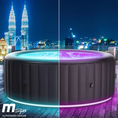 Produktbild von BRAST Whirlpool aufblasbar MSpa Aurora mit LED-Beleuchtung für 6 Personen Ø204x70cm In- Outdoor Pool 138 Massagedüsen Energiespar-Timer Heizung Bubble Wellness Massage