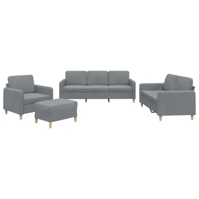 Immagine prodotto di vidaXL Set di divani 4 pezzi con cuscini in tessuto grigio chiaro