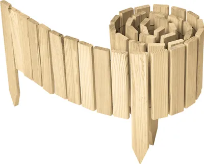 Produktbild von Garronda Beeteinfassung Holz Rollzaun Gartenzaun imprägniert Flexibler Rollborder Rasenkante  Länge: 200 cm (Natural, Höhe: 20 cm)