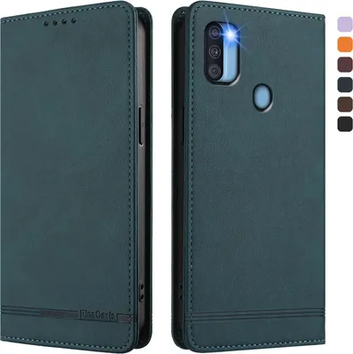 Produktbild von Hülle für Samsung Galaxy A11, Retro Kunstleder Ständer Klapphülle mit Kartenfächer und Magnetische Grün