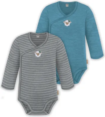 Produktbild von normani 2er Set Unisex Baby Wickelbody Langarm-Strampler