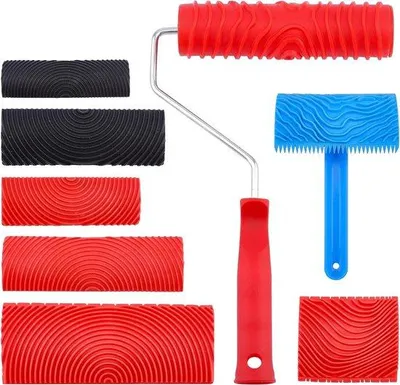Produktbild von Famanu Malwerkzeug Holzmaserung - 8-teiliges Set mit Rollen und Pinseln