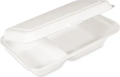 Produktbild von 50x  Lunchbox 2-geteilt aus Zuckerrohr Bagasse 250x162x63 mm