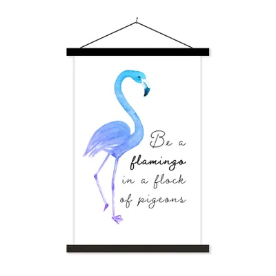 Produktbild von MuchoWow® Textilposter Blau - Lila - Flamingo 60x90 cm mit schwarzem Rahmen - Poster Wohnzimmer