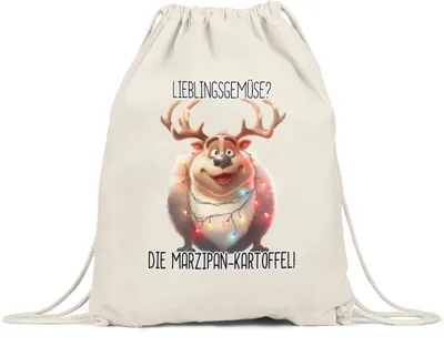 Produktbild von Lieblingsgemüse Marzipankartoffel Lustiges Rentier Turnbeutel Lichterkette Adventsgeschenk