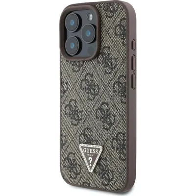 Obrázok produktu pre Guess GUHCP16XP4TDPW iPhone 16 Pro Max 6,9" hnedé tvrdé kožené 4G ochranné puzdro Triangle Strass