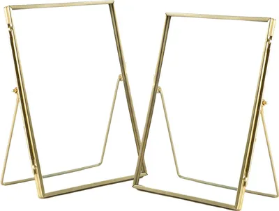 Produktbild von Nicola Spring Stehende Metallfoto-Frames - Freistehende Metallic Table Desk-Bildanzeige - 6 "x 8" - Gold - Pack von 2