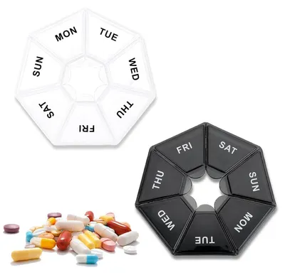 Produktbild von 7-Tage-Tablettenbox 2er-Set Schwarz/Weiß für Vitamine und Medikamente