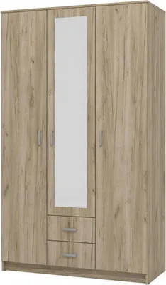 Immagine prodotto di Dmora Guardaroba 3 Ante Crati 120x52 cm Marrone Rovere, Appendiabiti 2 Cassetti