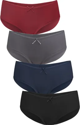 Produktbild von Fabio Farini - 4 Stück Damen Unterhosen - Frauen Hipster Set aus Baumwolle im sportlichen Panty-Style mit Schleifchen