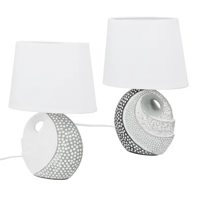 Imagen del producto de Lámpara de mesa Gilde, redonda, modelo Nikiti, de cerámica, en color gris y blanco, lote de 6 unidades, surtido de 2 colores.Altura: 29.00 cmAncho: 20.00 cmProfundidad: 11.50 cmCódigo: 58257