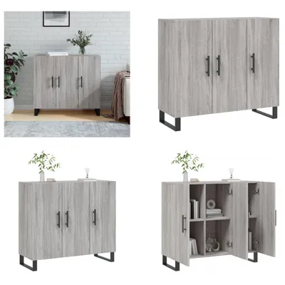 Produktbild von vidaXL Sideboard Grau Sonoma 90x34x80 cm Holzwerkstoff - Sideboard - Sideboards - Schrank - Lagerschrank