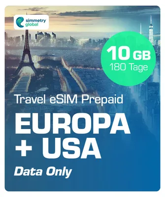Produktbild von Simmetry Travel eSIM Europa & USA Prepaid Simkarte 4G/5G