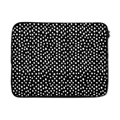 Produktbild von MuchoWow® Laptop Hülle 17 Zoll Laptoptasche Schwarz - Weiß - Muster - Polka dots - Zipper - Schutzabdeckung
