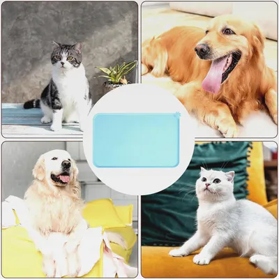 Produktbild von Futtermatte aus Silikon für Katzen und Hunde, Futtermatte für Katzen für Hunde | Katzenfuttermatte mit hohen Lippen für Wasser- und Schalen, 45,7 x 40,6 cm (18,9 x 11,8 Zoll) Silikon-Paddison