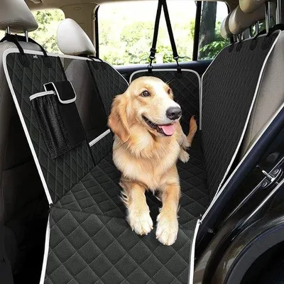 Produktbild von Hundedecke für Auto Rücksitzbank, Kofferraumdecke, Kofferraumbescherung für Hunde, Autodecke zur Schutz Rücksitzbank oder Kofferraum, mit Sicherheitsgurt, Schraubvast, wasserdicht, waschbar, Schutz an der Seite