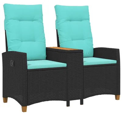 Produktbild von vidaXL Liegebank mit Tisch Schwarz und Türkis 126 x 65 x 112 cm