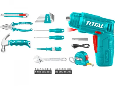 Image de Total THKTHP10386 AKU 4V tournevis avec jeu d'outils, 38pcs