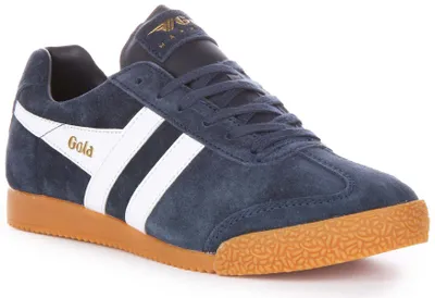 Produktbild von Gola Classics Harrier Frauen Schnürung Wildleder Leder Turnschuhe Weiß – undefined / Marineweiß