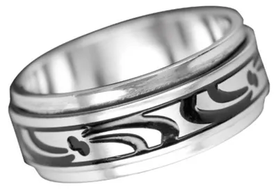 Produktbild von Spinning Ring: Edelstahl Ring mit Tribal 62 (19.7 mm Ø)