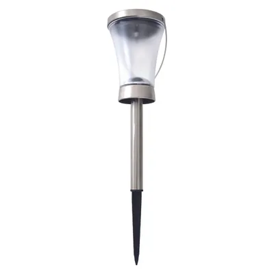 Produktbild von 8er-Set Solarleuchte "VERONICA" H: 39,5cm, Lampe für den Außenbereich im Modern-Style, aus Metall und Kunststoff in stahl-blank, 39,5 cm hoch, Ø 9 cm, LED Platine – mit Schiebeschalter – Dämmerungssensor