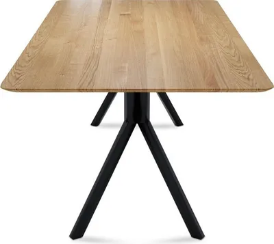Produktbild von Esstisch Birds 160x90 Wildeiche mit Schweizer Kante und Metallfüße