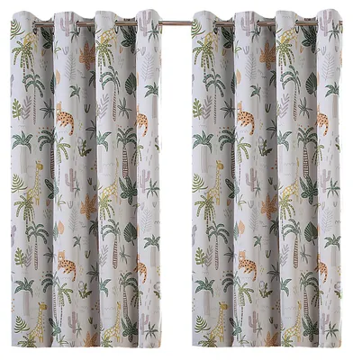 Produktbild von Heimtexland Kinder Deko Vorhang 2er Set Verdunkelungsgardinen Kinderzimmer Thermo-Gardine Sonnenschutz Kälteisolierend verdunkelnd Typ922 Safari Ösenschal HxB 160x135 cm