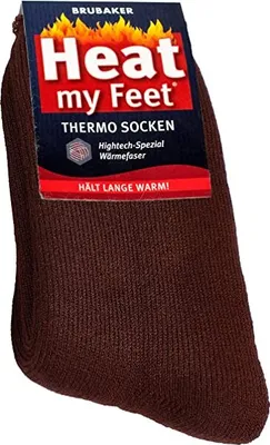 Image de BRUBAKER 2 paires de chaussettes thermiques unies marron taille 39-42