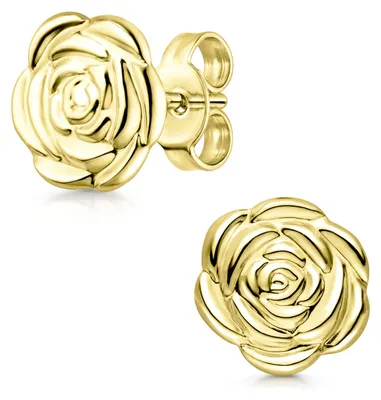 Produktbild von MATERIA Damen Ohrringe Stecker Rosen - Blumen Ohrstecker Gold vergoldet aus 925 Sterling Silber Ø11mm SO-254-Gold