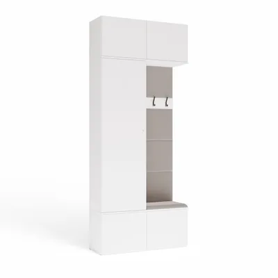 Image de Armoire HAGA II 1SZ1W BLANCHE + cintres + banc pour le couloir