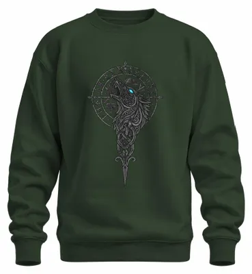 Productafbeelding van Wikings Wolf Fenrir Vegvisir Kompas Runen Walhalla Sweater, Groen, 3XL