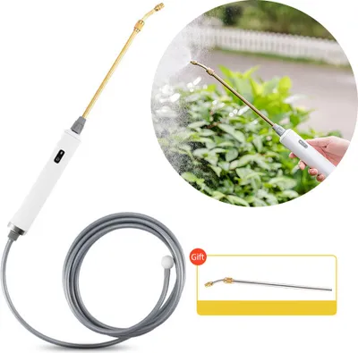 Produktbild von Wasserschlauch-Spruehstab aus Edelstahl, 2 Spruehstoesse einstellbar und einfache Bedienung mit einem Klick, elektrischer, einziehbarer 11-19-Zoll-Spruehstab mit 9,8-Fuss-Schlauch und Ersatzkupferstab