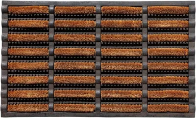 Obrázek produktu pro Robustní rohož – kokosová rohož z gumy – pro vchod do budovy – protiskluzová, s odvodem vody – rozměry 45 x 75 cm – hnědá