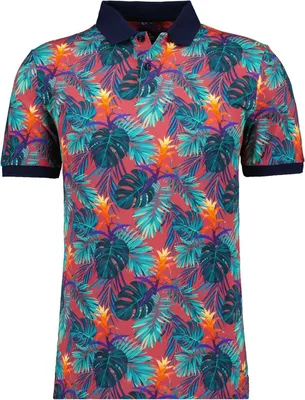 Ragman Polo alloverprint in blau