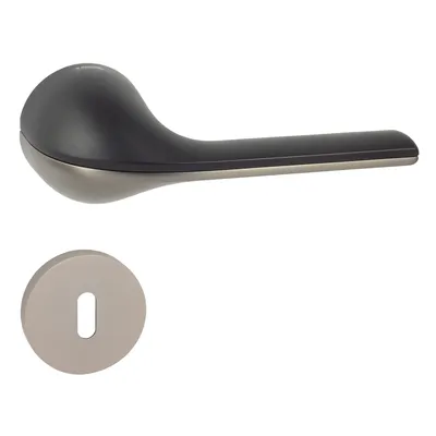 Produktbild von DOMINO Türgriff Drückergarnitur BB-Buntbart Set | Rund-Rosette | Türklinke für Bürotür, Kellertür & Innentür | Türbeschläge aus Znal | Titan/Schwarz Türdrückergarnitur | MOON-R M8/SCHWARZ