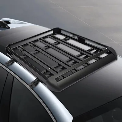 Image de Porte-charge en aluminium pour SUV – Barres de toit – Coffre de toit – Noir – 127 x 97 cm – Charge maximale : 68 kg