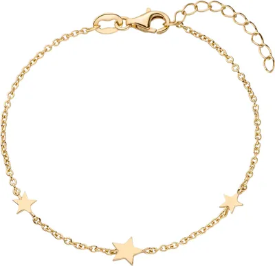 Produktbild von Armband Armkette mit 3 Anhängern Sterne aus 925 Silber vergoldet 16-19cm