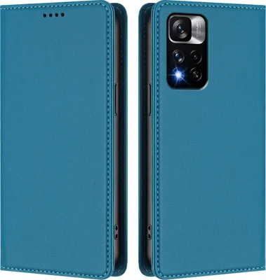 Obrázek produktu pro Kožené pouzdro pro Xiaomi Redmi Note 11 Pro+ 5G, magnetické flipové pouzdro zPolyuretankůže se stojánkem Jezerní modrá