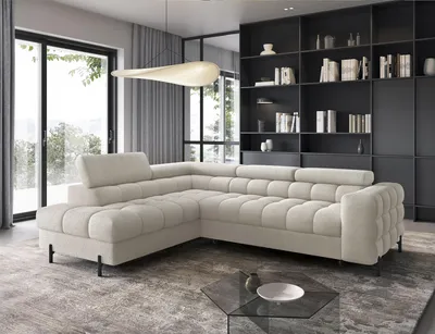 Produktbild von Ecksofa, Polsterecke, Eckcouch Wohnlandschaft Sofa mit Ottomane Eckgarnitur - Ecksofa Ferrucio L - Creme (Royal 18)