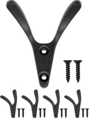 Produktbild von 'FUXXER® - 4x Massive Garderoben-Haken, Handtuch-Haken, Kleider-Haken, Eisen-Haken, V-Design, schwarz'