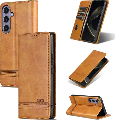 Obrázek produktu pro Kožené pouzdro pro Samsung Galaxy S25 FE, skládací peněženkové pouzdro s magnetickým uzávěrem a stojánkem Žluť