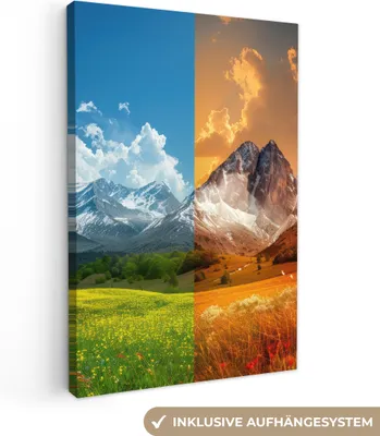 Zdjęcie produktu dla MuchoWow® - Obraz na płótnie - Krajobraz - 4 pory roku - Natura - Zima - Wiosna - Lato - Jesień, fototapeta, dekoracja ścienna, obrazy do salonu, 80x120cm