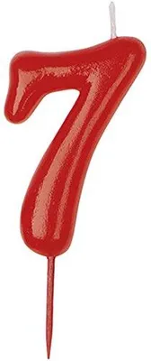Geburtstagskerze Nummer 7 Rot, 7,5 cm, für Torten