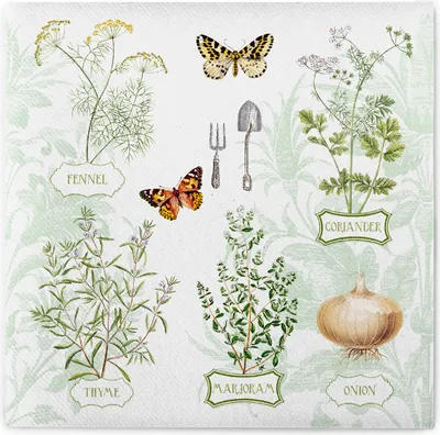 Produktbild von Serviette Fresh Herbs aus Linclass® Airlaid 40 x 40 cm, 50 Stück - Kräuter Gartenkräuter