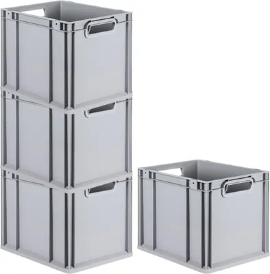 Produktbild von SuperSparSet 4x Eurobox NextGen Economy | Griffe offen |HxBxT 32x30x40cm | 30 Liter | Eurobehälter, Transportbox, Transportbehälter, Stapelbehälter